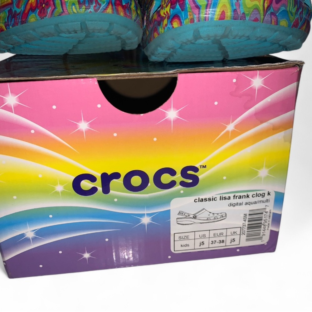 Lisa Frank X Crocs Classic Clog Limited Edition RARE Blue Sz J5/ Womens Sz 7 - Picture 8 of 11